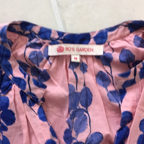 Tuckernuck Ro’s Garden Marcia top in pink and blue block print M - L - Picture 9 of 15